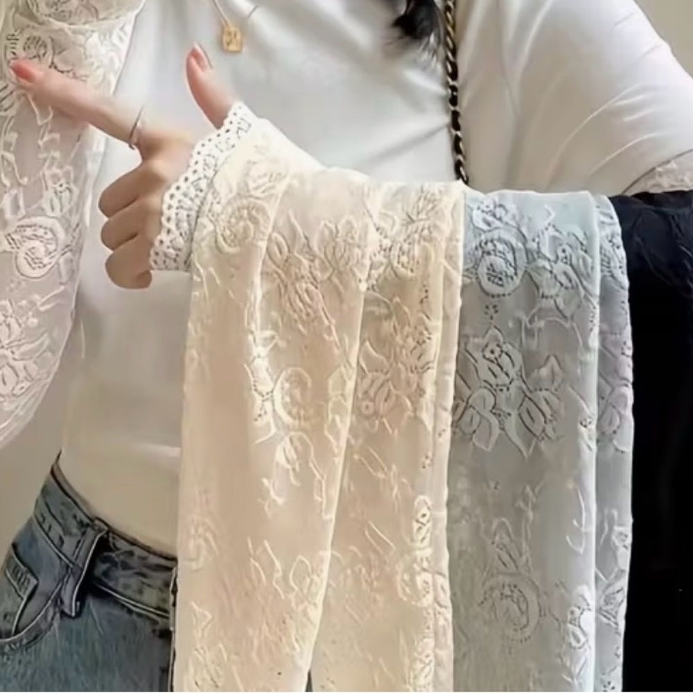 Lace Fabric slide them on your arms with a short sleeve top,very,flattering,